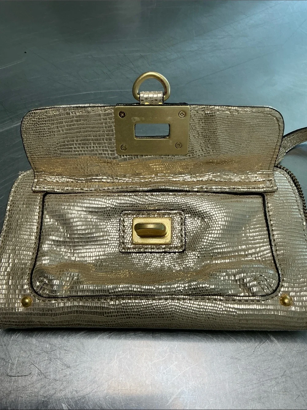 NWT Juicy Couture Gold Leather Wristlet